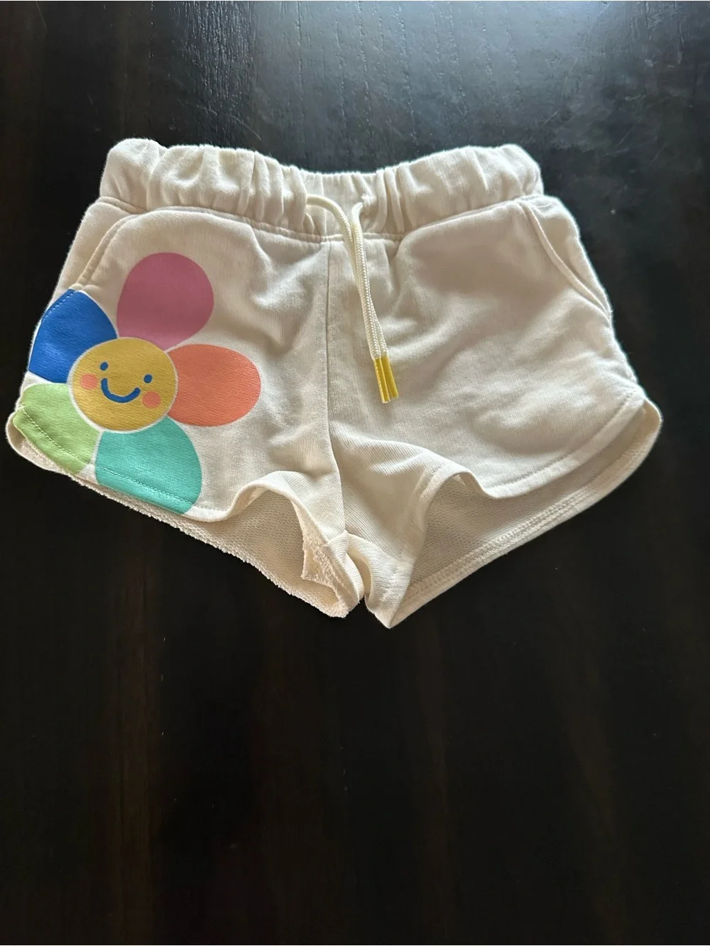 Old Navy Cream Terry Shorts with Colorful Flower Applique